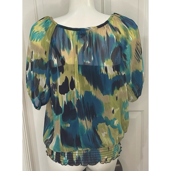 AGB Bouse + Cami Size PL Sheer Multi Colored Short Sleeve Ruffle - Picture 6 of 8